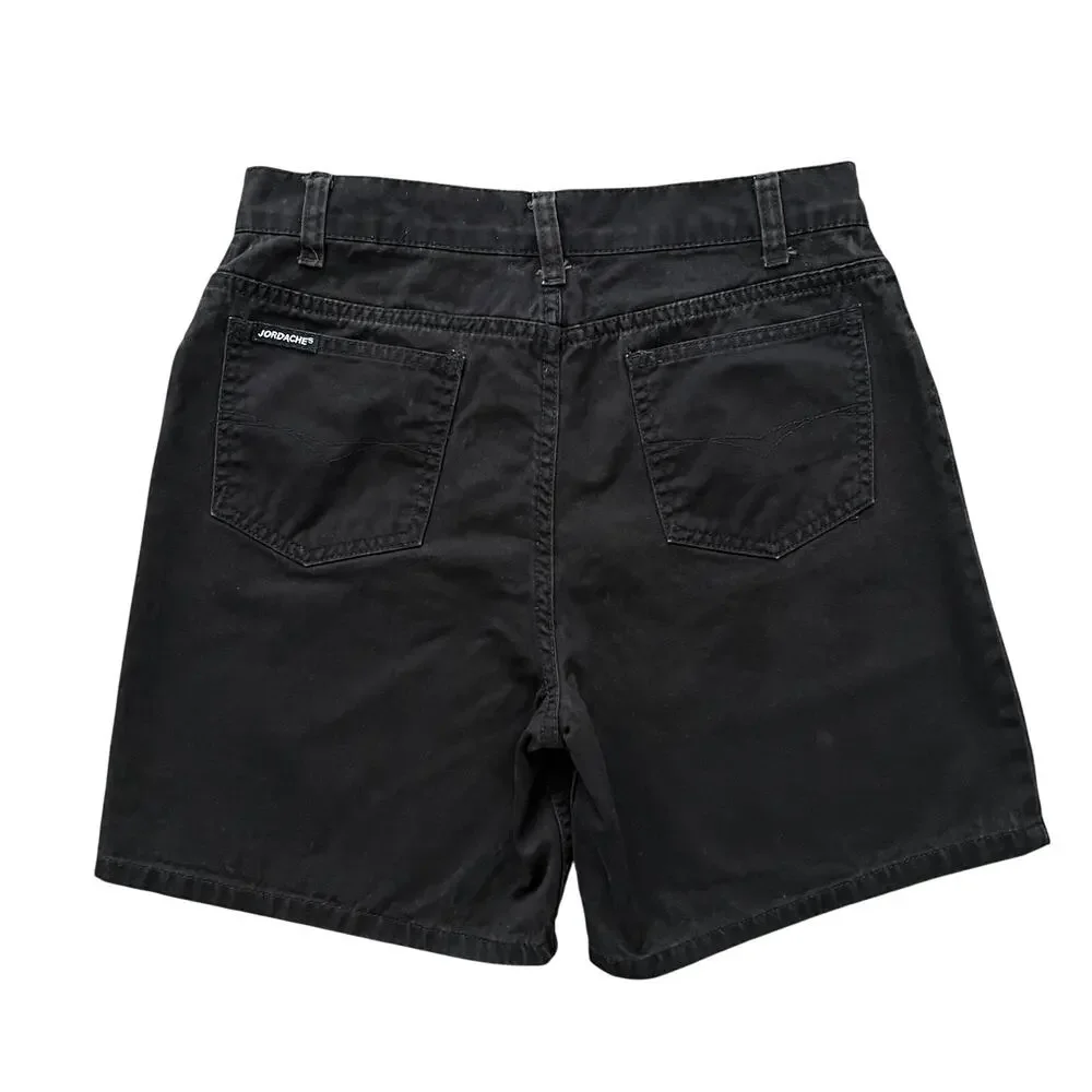 Vintage Jordache Shorts Women's Size 16 Black High Rise Midi Mom Jort Y2K‎